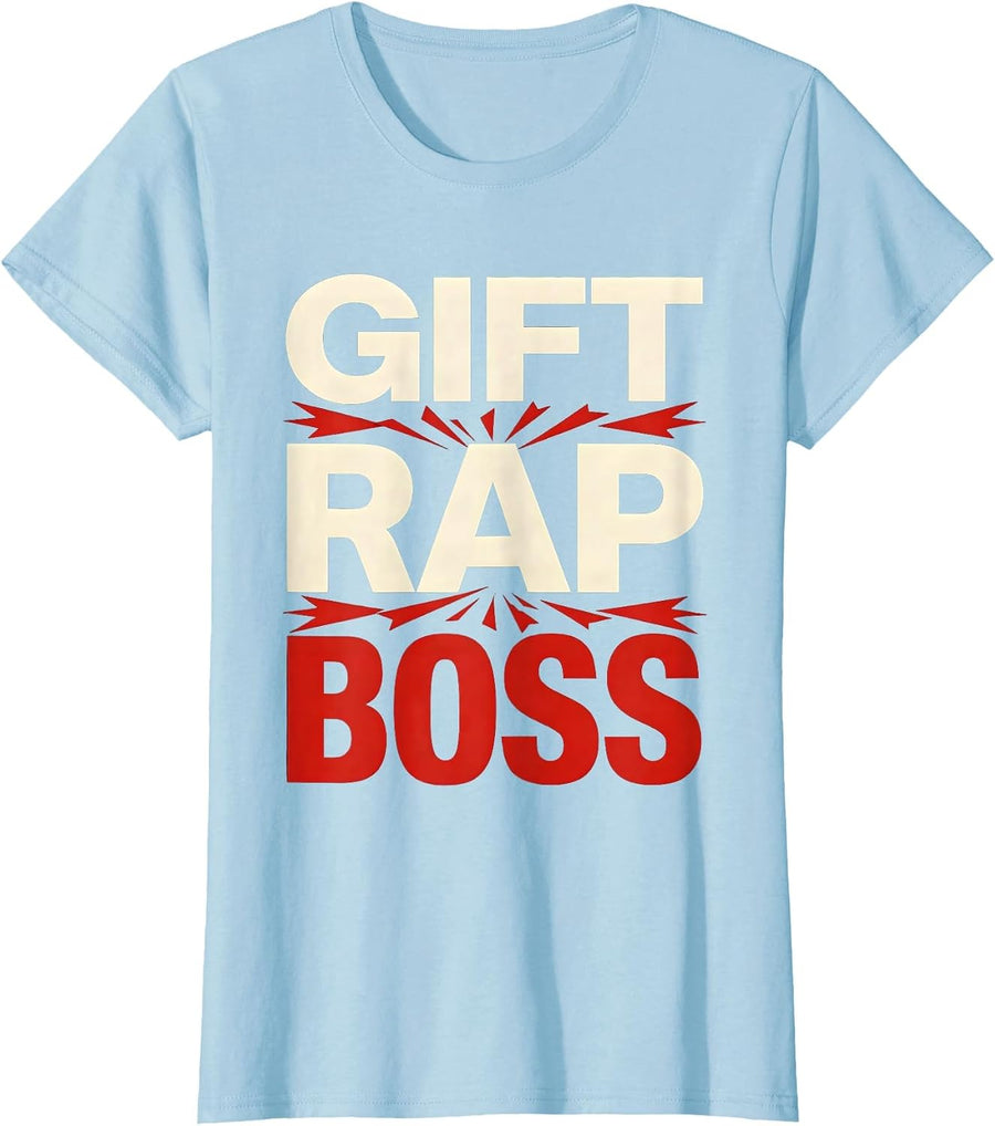 Women's Gift Rap Boss Funny Hip Hop Christmas Party T-Shirt - Baby Blue