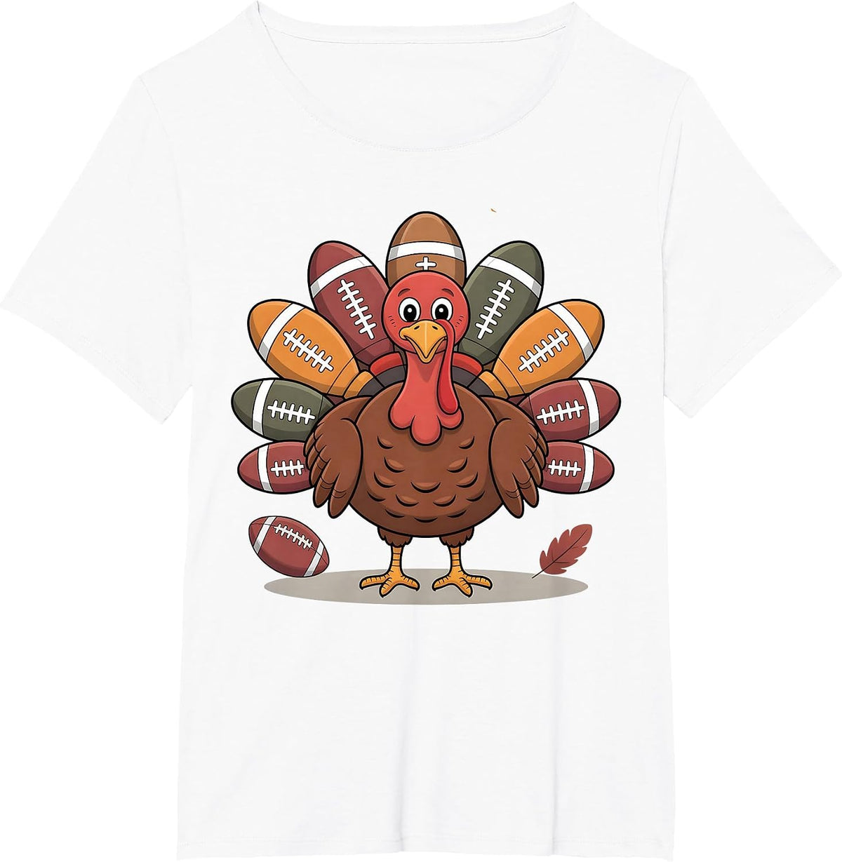 Thankful Football Turkey Thanksgiving Fall Boys Men Women T-Shirt - White