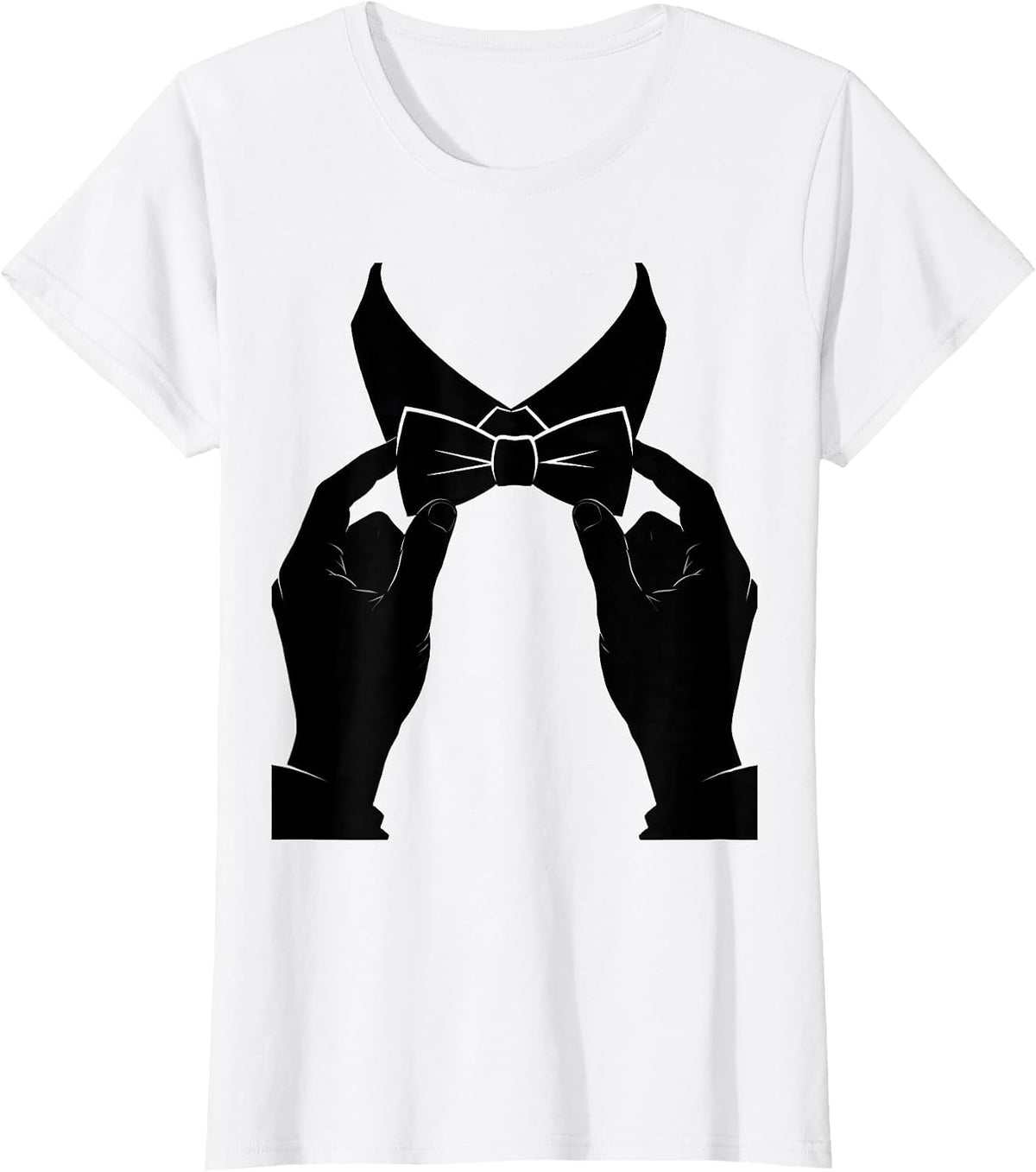 Classic Bow Tie Adjustment Tuxedo Graphic T-Shirt - White