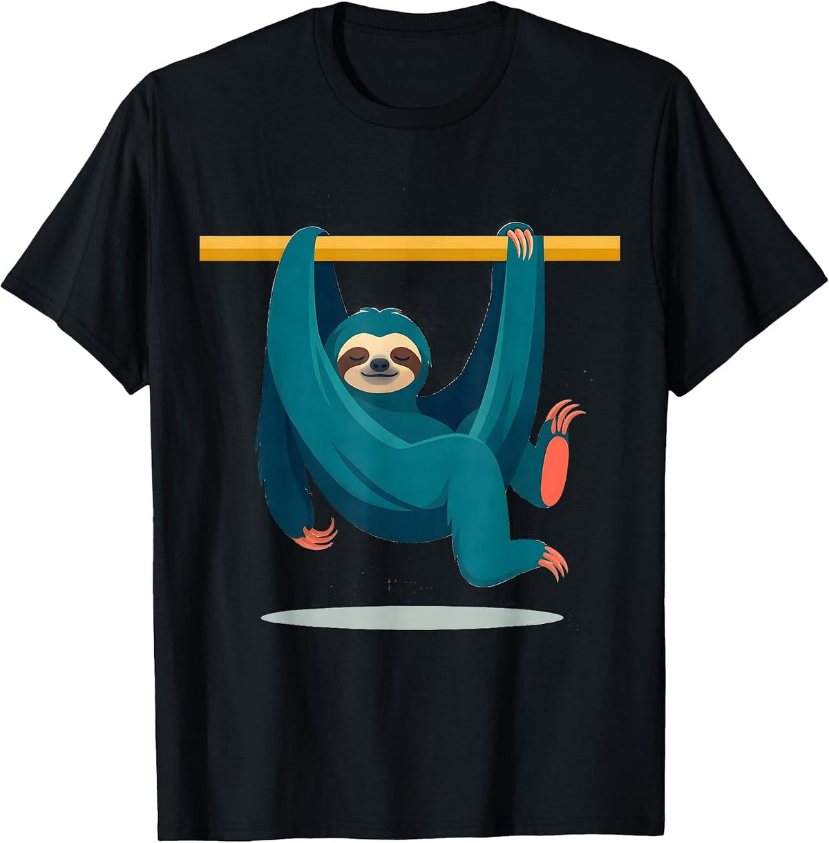 Men's Broad Sloth Hammock Funny Lazy Humor Novelty Gift T-Shirt - Black