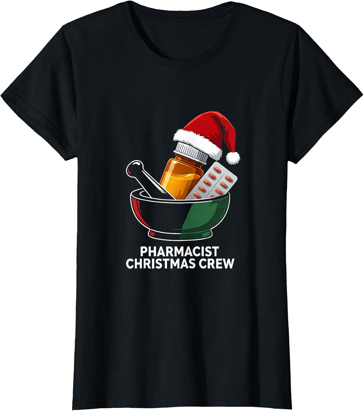 Pharmacist Christmas Crew Funny Pharmacy Tech Squad Holiday T-Shirt - Black