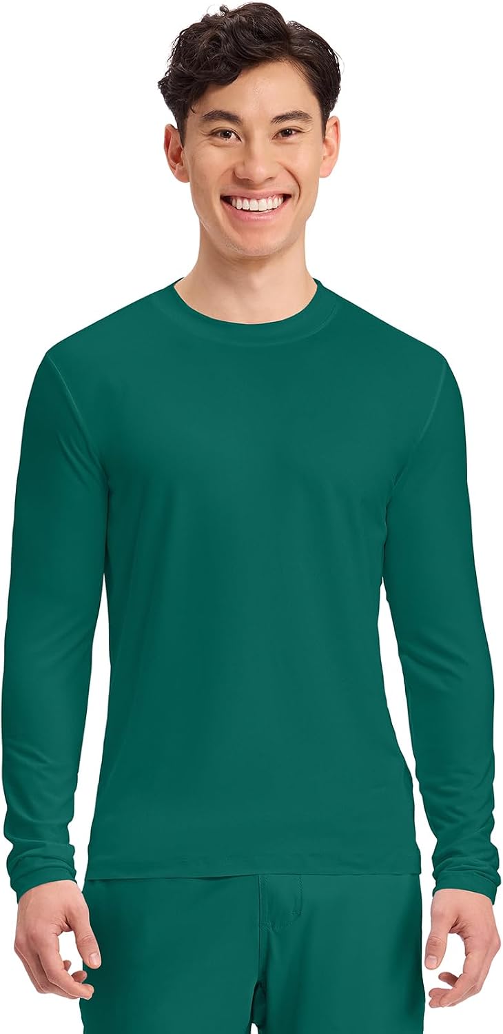 Cherokee Basics Long Sleeve Underscrub for Men Crew Neck Compression Shirt - Hunter Green 1