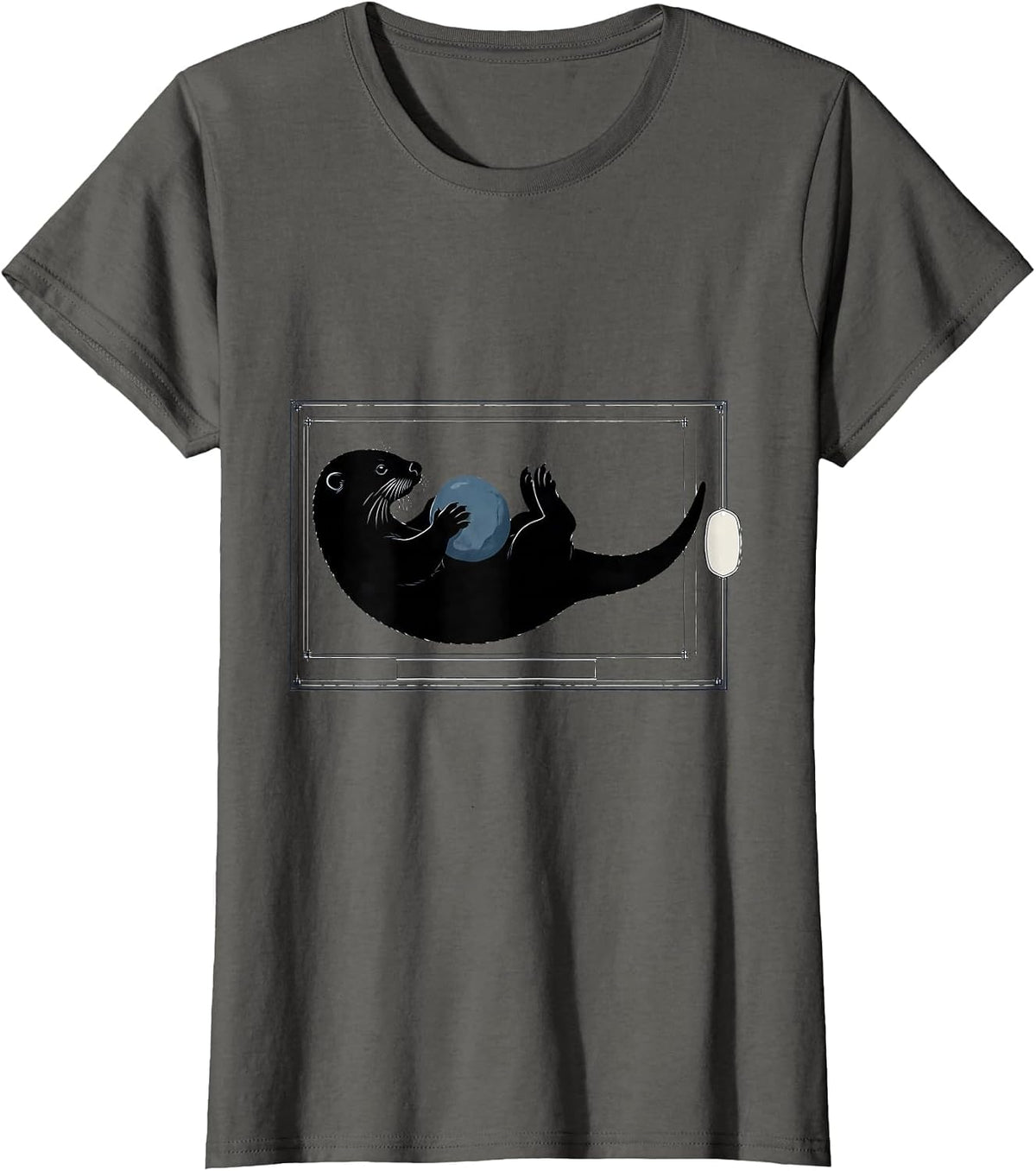 Women's Otter Silhouette Funny Otter Lover Gift For Kid Teens T-Shirt - Asphalt Grey