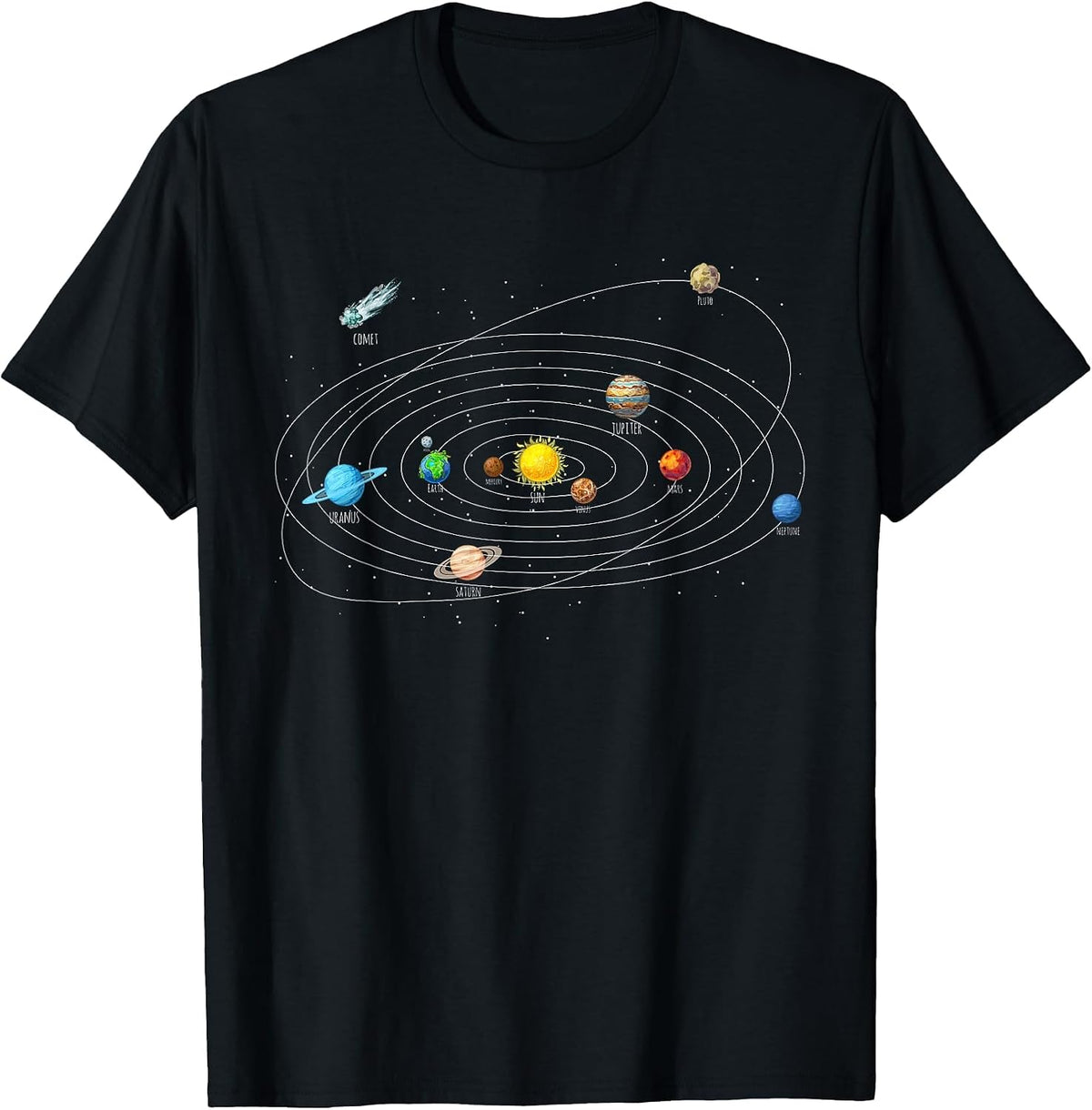 Astronomy Solar System Planets Universe T-Shirt - Black
