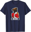 Boxer Dog Boxing Gloves Funny Boxing T-Shirt - Navy Blue
