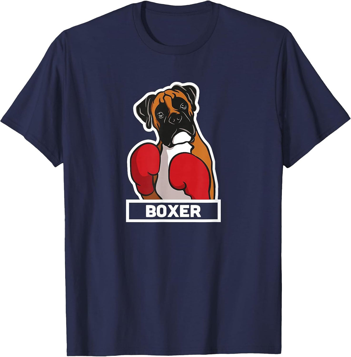Boxer Dog Boxing Gloves Funny Boxing T-Shirt - Navy Blue