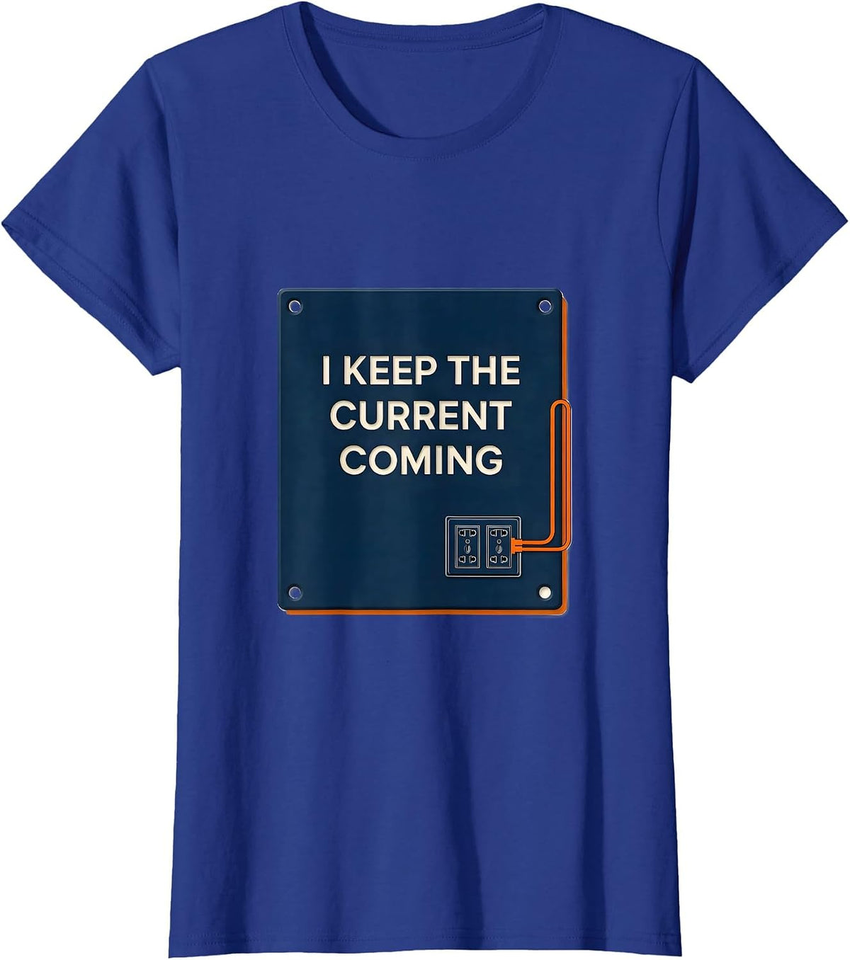 Women's I Keep The Current Coming Funny Electrician Skeleton Trade T-Shirt - Royal Blue