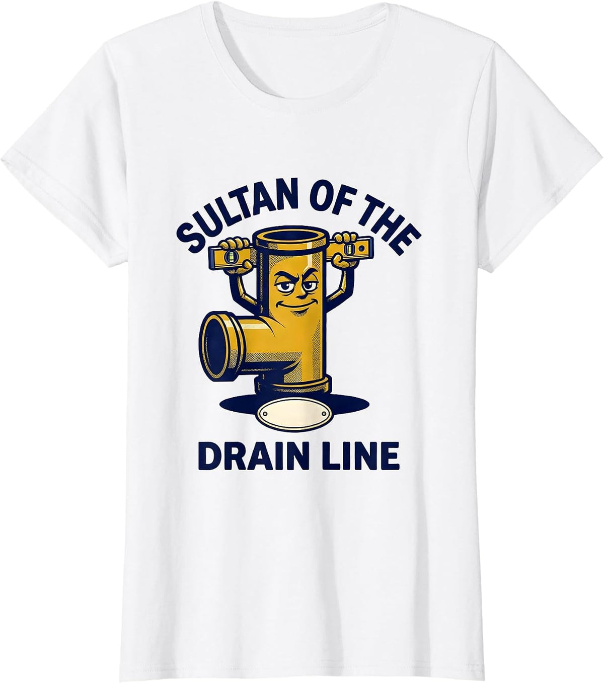 Sultan Of The Drain Line Funny Maintenance Tech HVAC T-Shirt - White