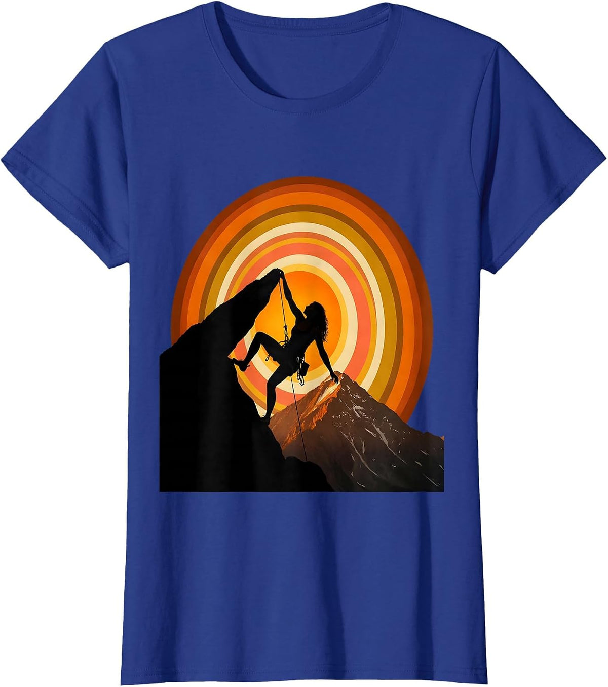 Women's Rock Climber Summit Reach Graphic Design T-Shirt - Royal Blue