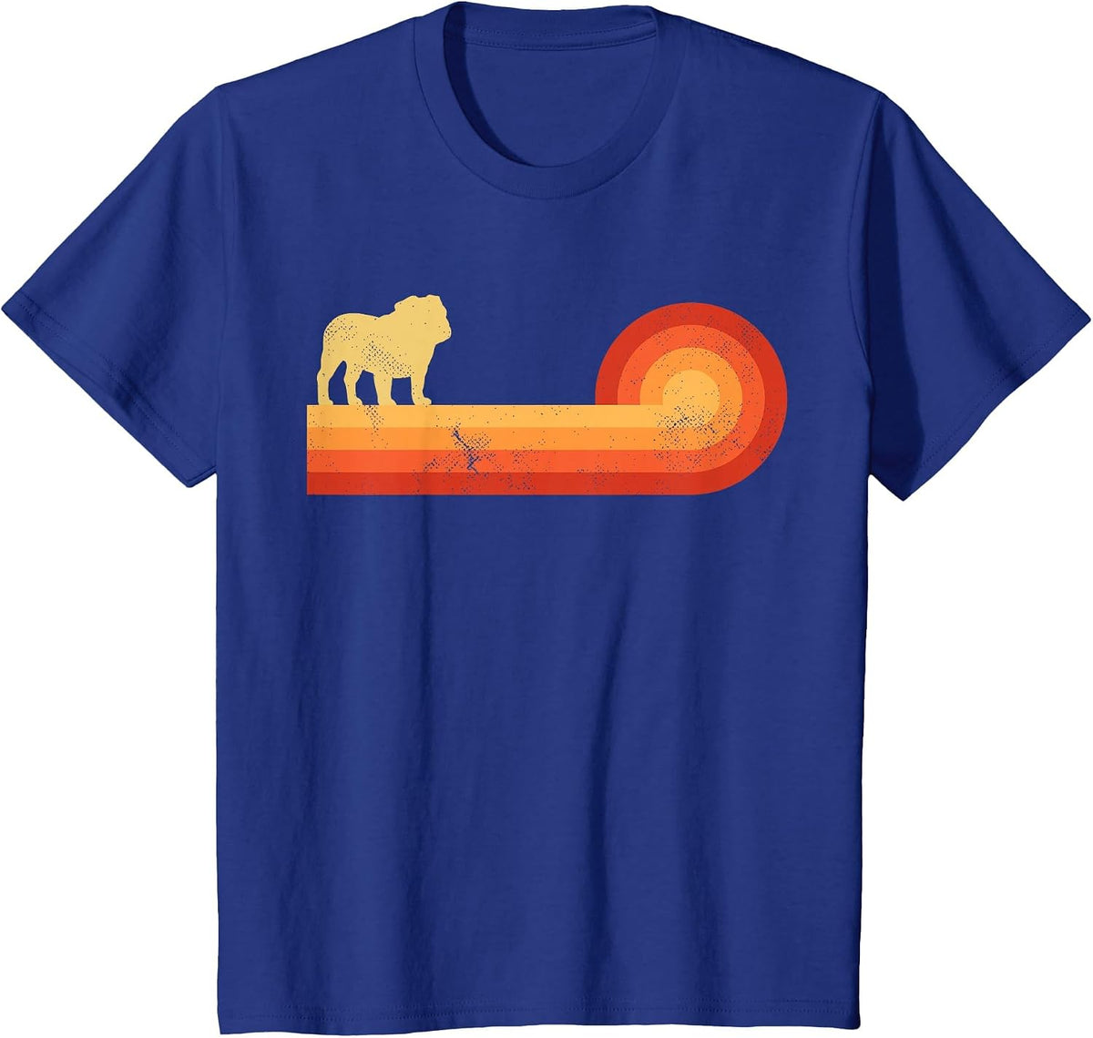 English Bulldog Retro Vintage 60s 70s Sunset Dog Lovers Men T-Shirt - Royal Blue