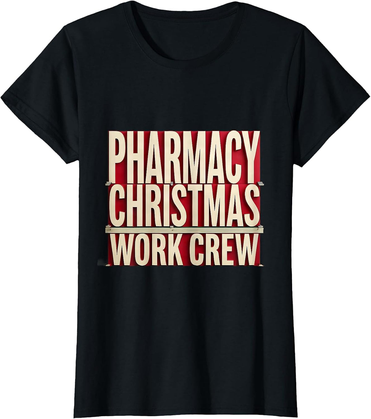Women's Pharmacy Christmas Work Crew Funny Pharmacist Tech Holiday T-Shirt - Black