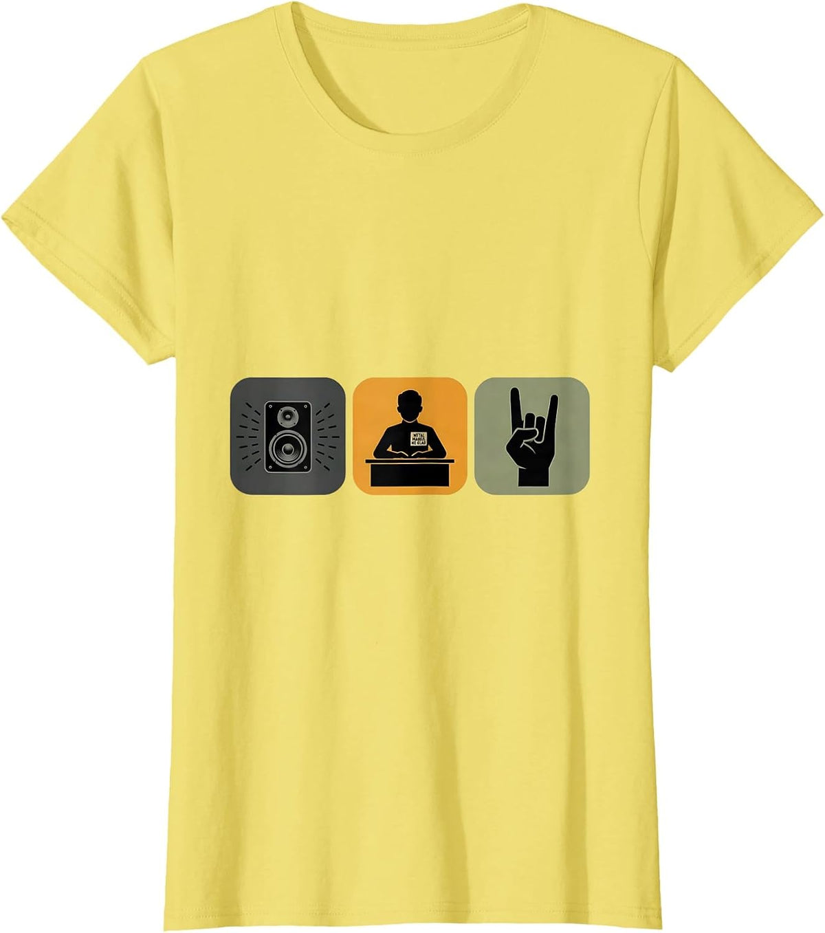 Metal Makes Me Glad Funny Heavy Metal Music Fan Deadpan T-Shirt - Lemon Yellow