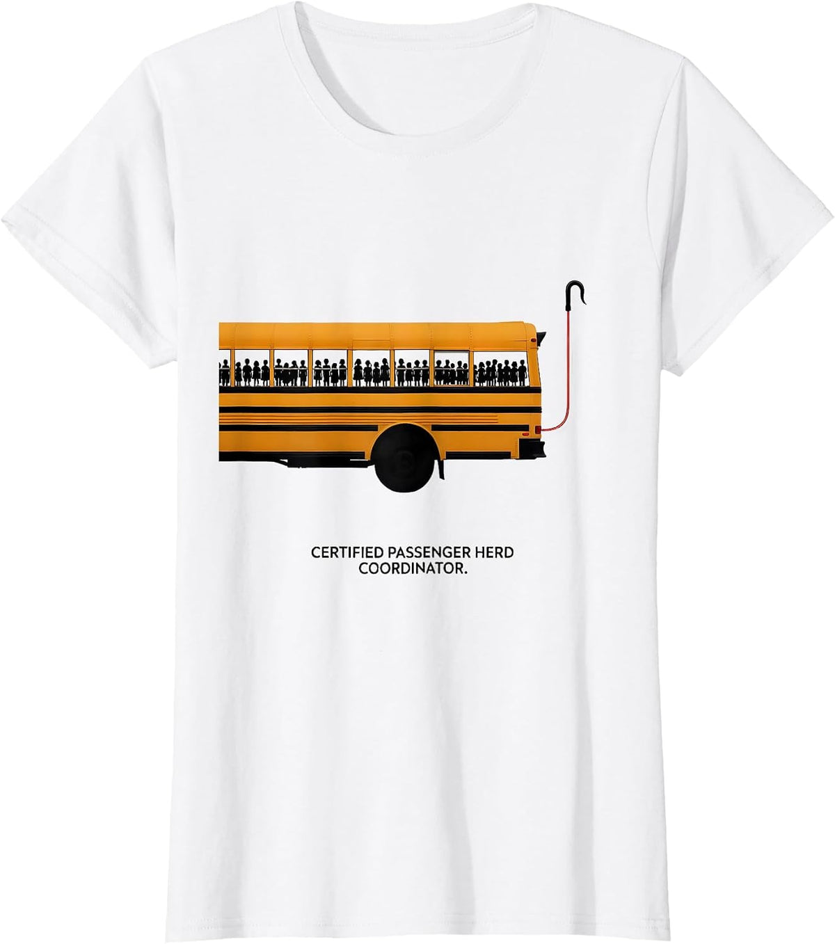 Certified Passenger Herd Coordinator Funny School Bus Driver T-Shirt - White