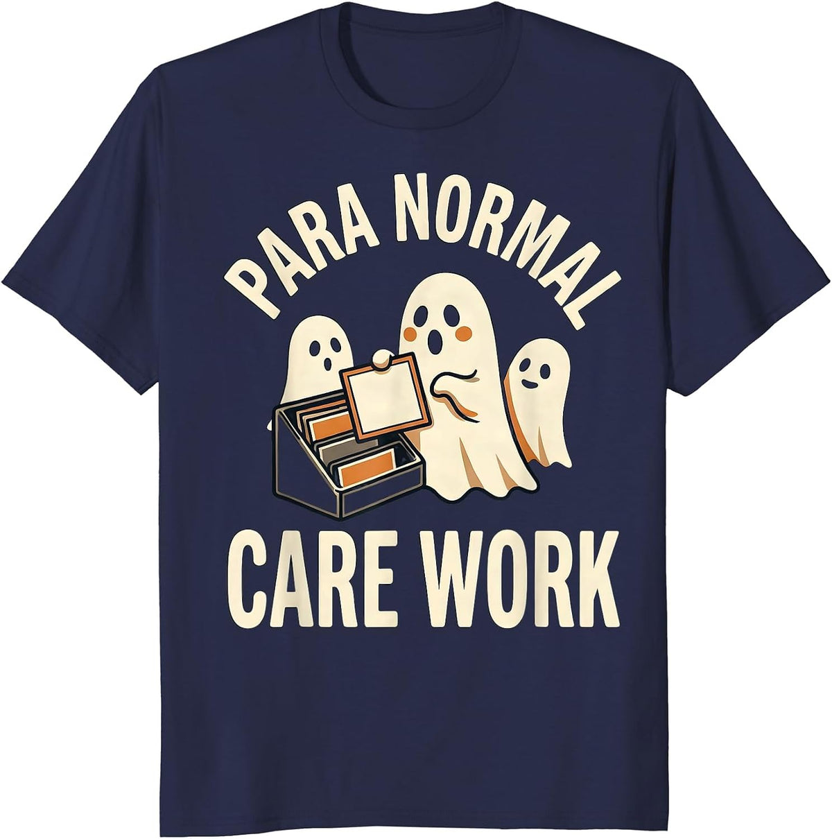 Para Normal Care Work Funny Ghost Paraprofessional Halloween T-Shirt - Navy Blue
