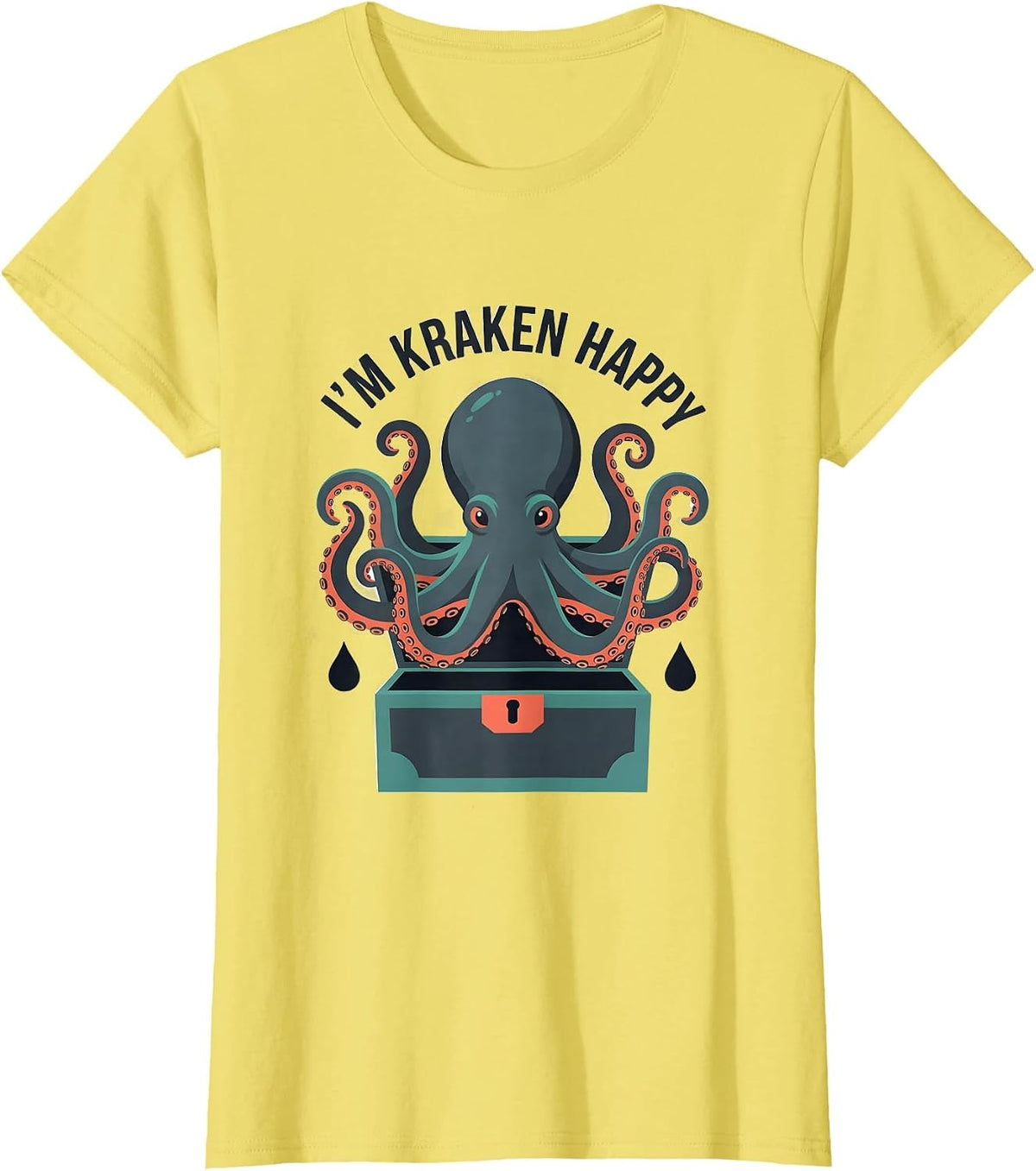 Women's I'm Kraken Happy Vintage Octopus Sea Monster Lover Gift T-Shirt - Lemon Yellow