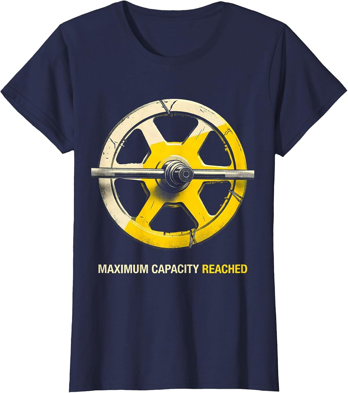 Women's Maximum Capacity Reached Funny Gym Workout Weightlifting T-Shirt - Navy Blue