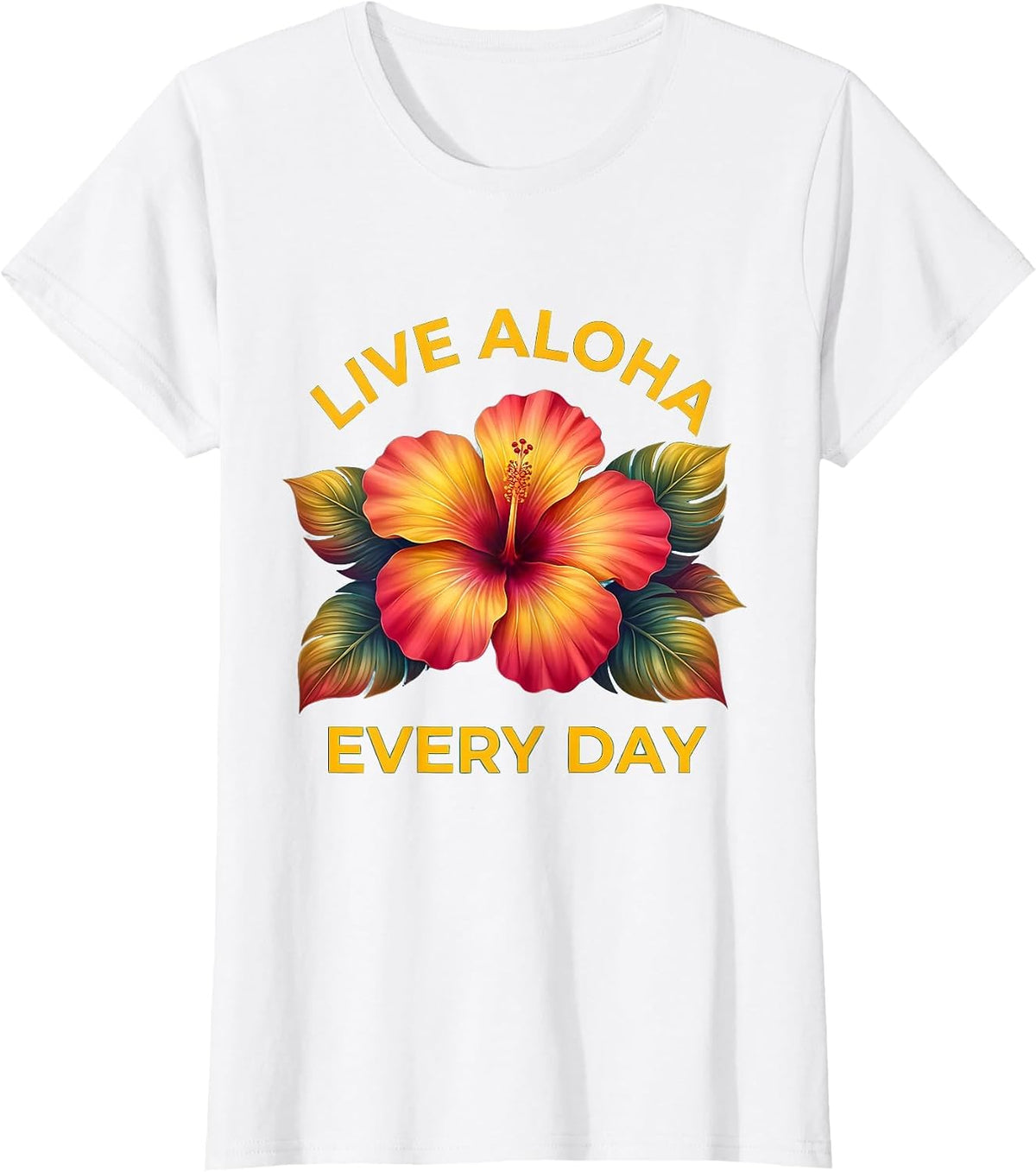 Live Aloha Every Day Hawaiian Spirit Design T-Shirt - White