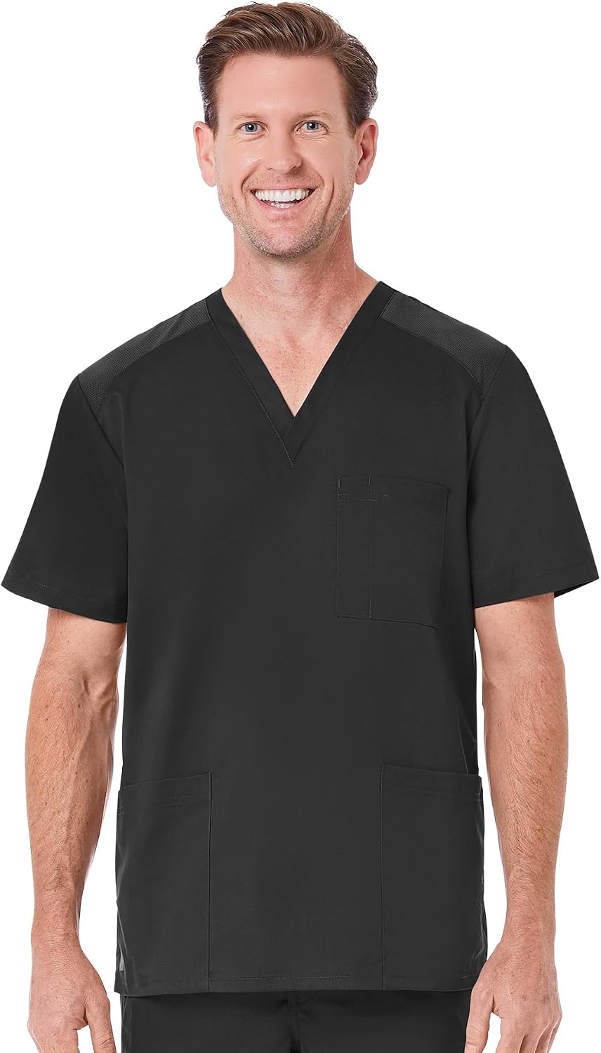 Maevn EON Men's Mesh Panel 3-Pocket V-Neck Top - Black