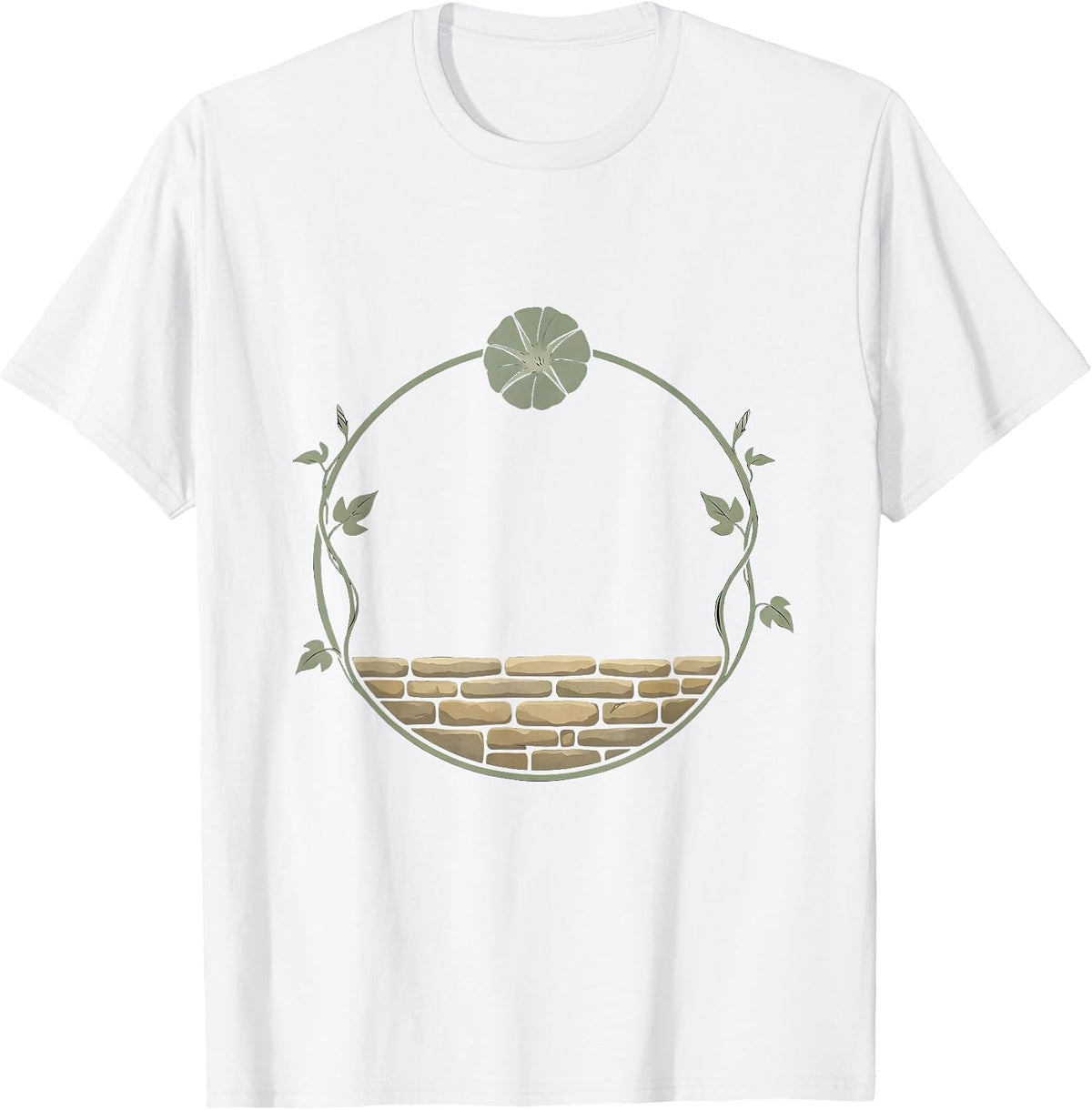 Men's Morning Glory Vine Wrapping Old Stone Wall T-Shirt - White