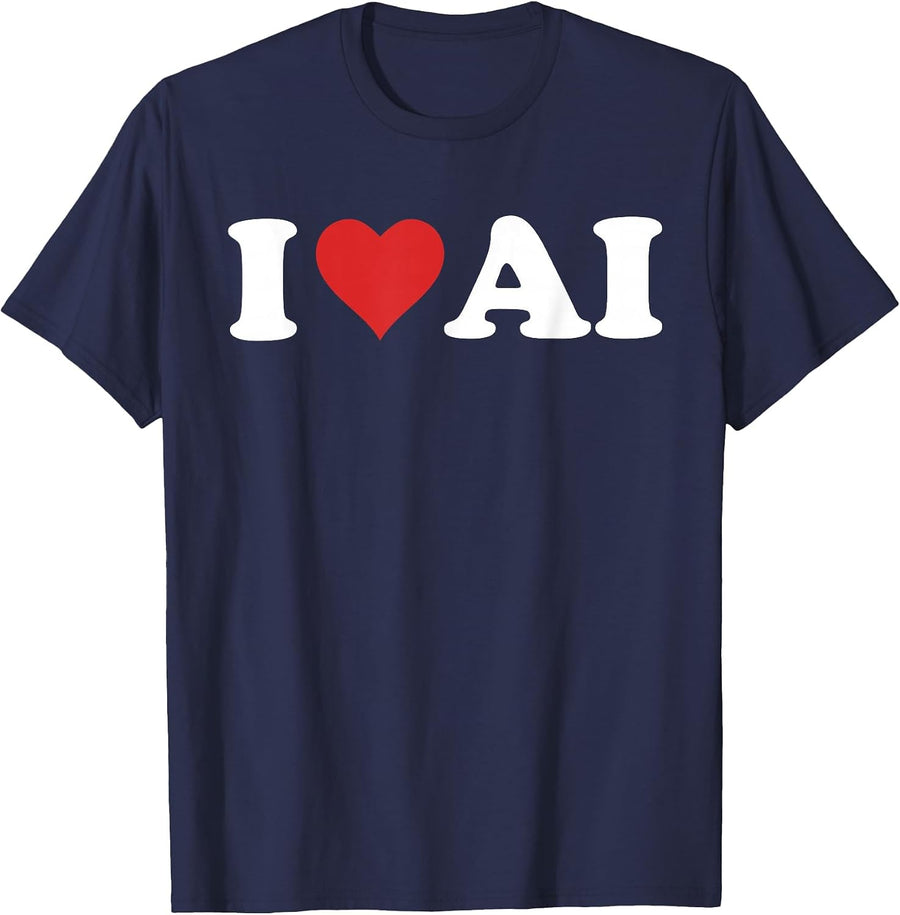 I Heart Ai I Love Ai Programmer T-Shirt - Navy Blue
