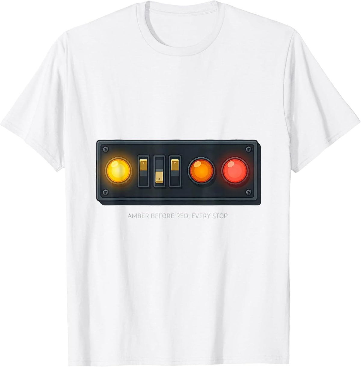 Men's Amber Before Red Every Stop Funny School Bus Driver Gift T-Shirt - White