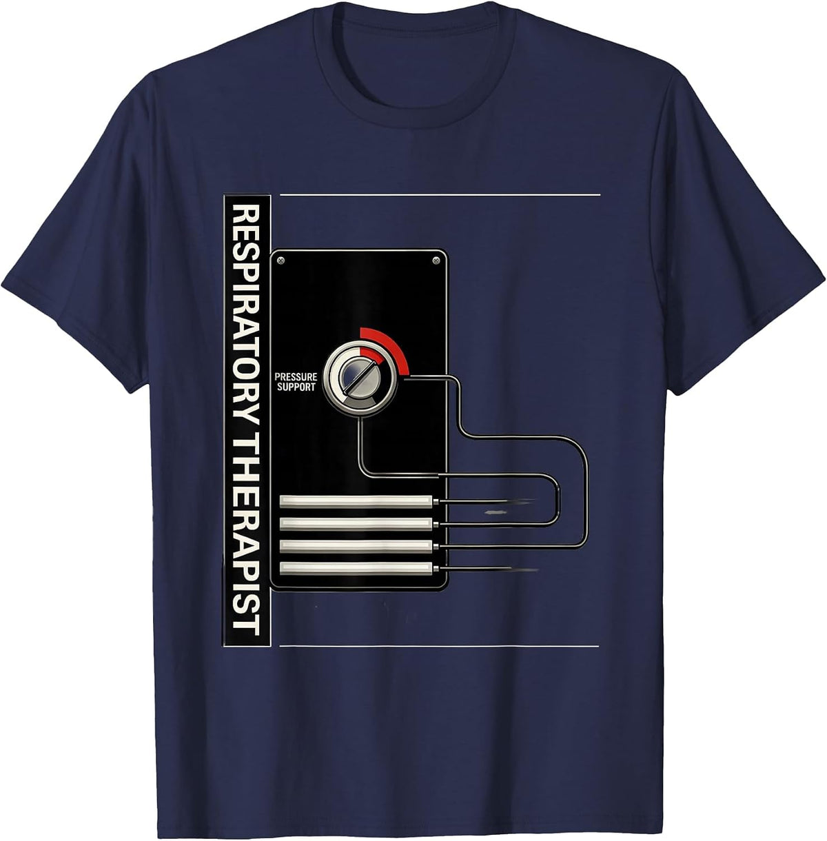 Respiratory Therapist Pressure Support RT T-Shirt - Navy Blue