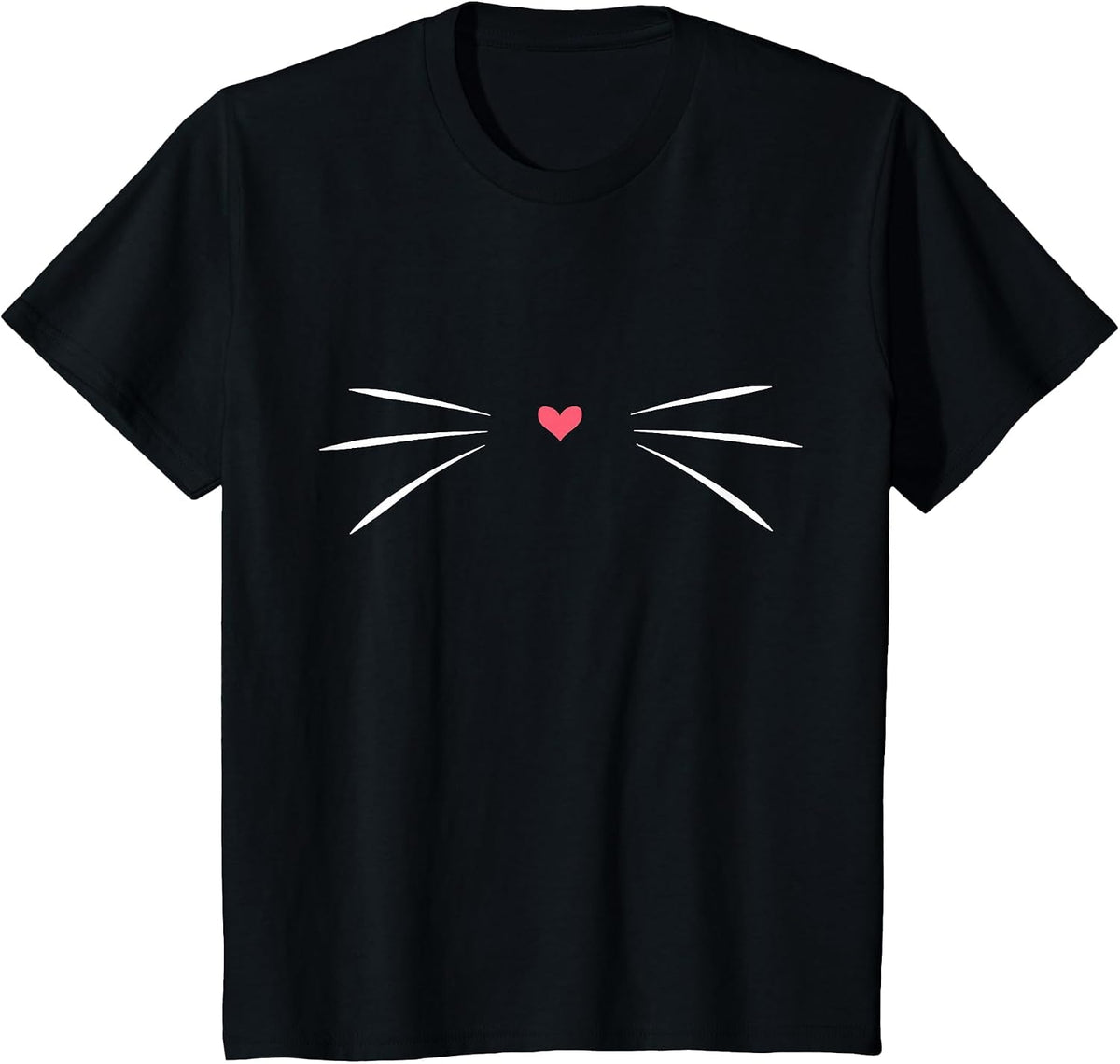 Funny Design with cat Motif - Whiskers with Heart T-Shirt - Black