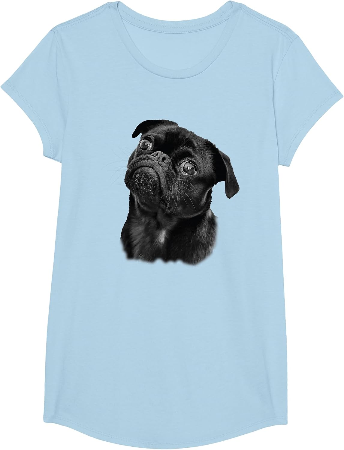 Pug Shirt for Dog Mom Dad Funny Cute Black Pug T-Shirt - Girls Baby Blue