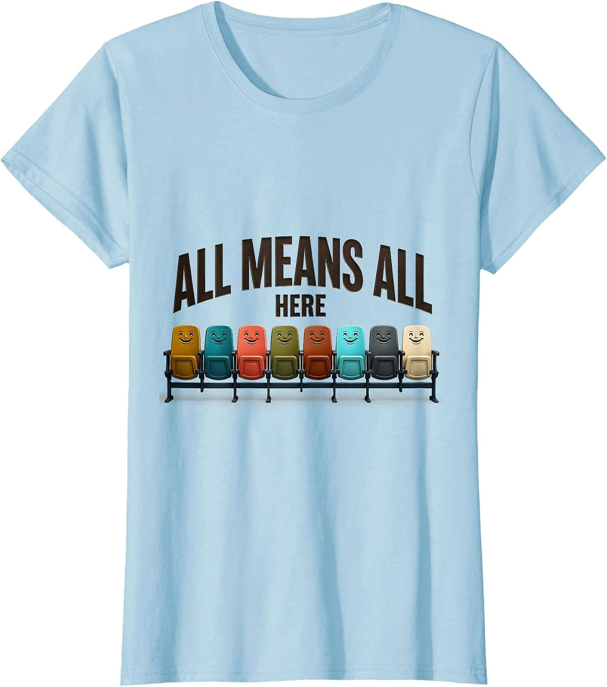 All Means All Here Special Education Teacher Autism T-Shirt - Baby Blue