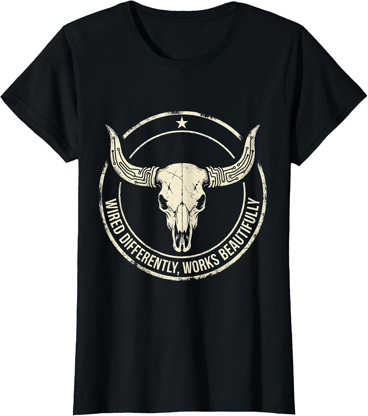 Wired Differently Works Beautifully Neurodiversity T-Shirt - Black