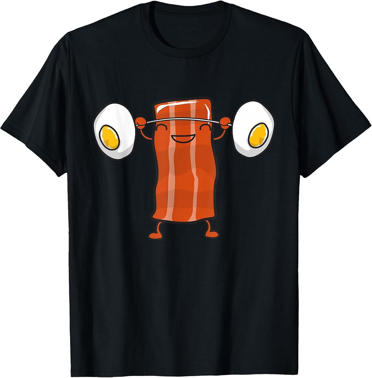 Bacon Lifting Eggs Funny Keto Snatch Squat Barbell Weight T-Shirt - Black