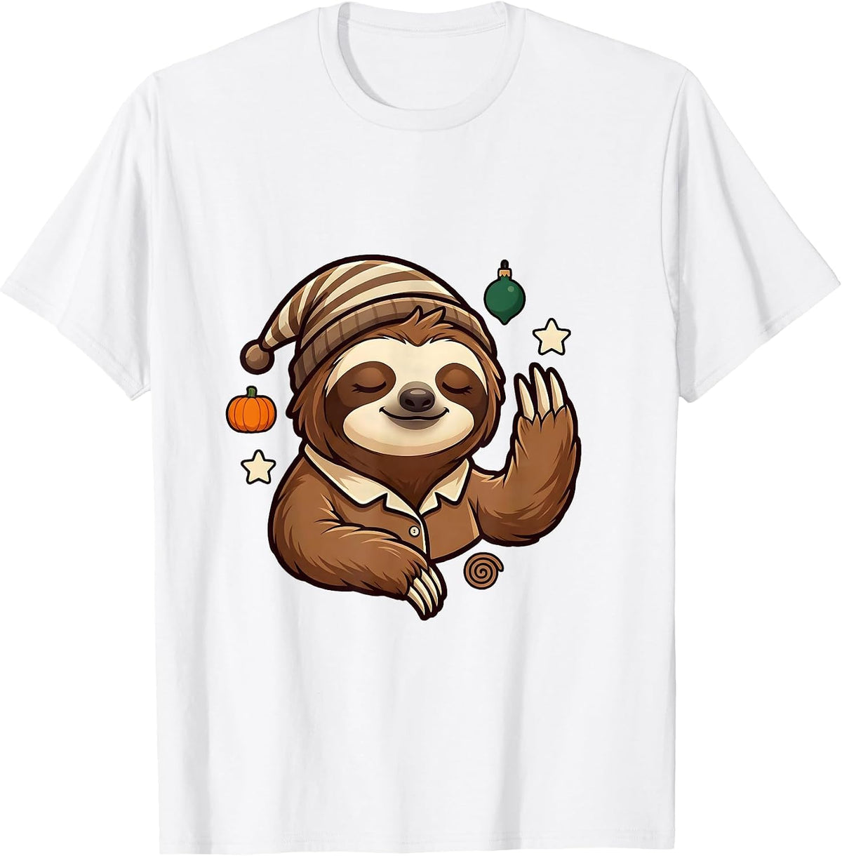 Men's Sloth Pajama Mascot Sleepwear Humor Novelty T-Shirt - White