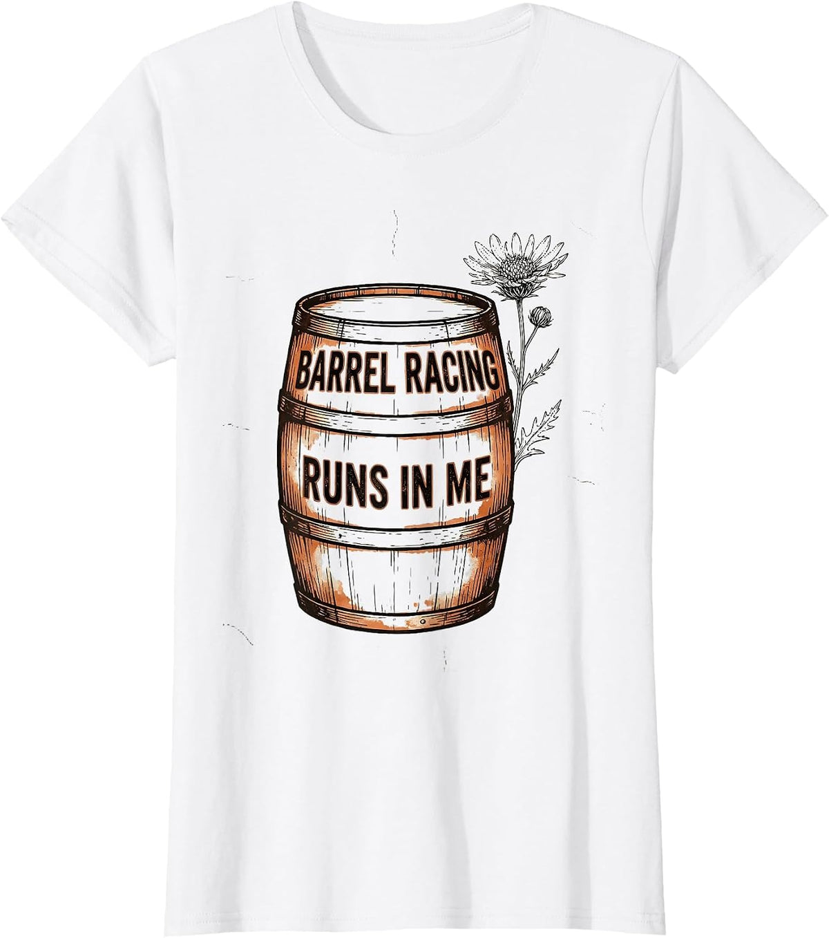 Barrel Racing Runs In Me Rodeo Design T-Shirt - White