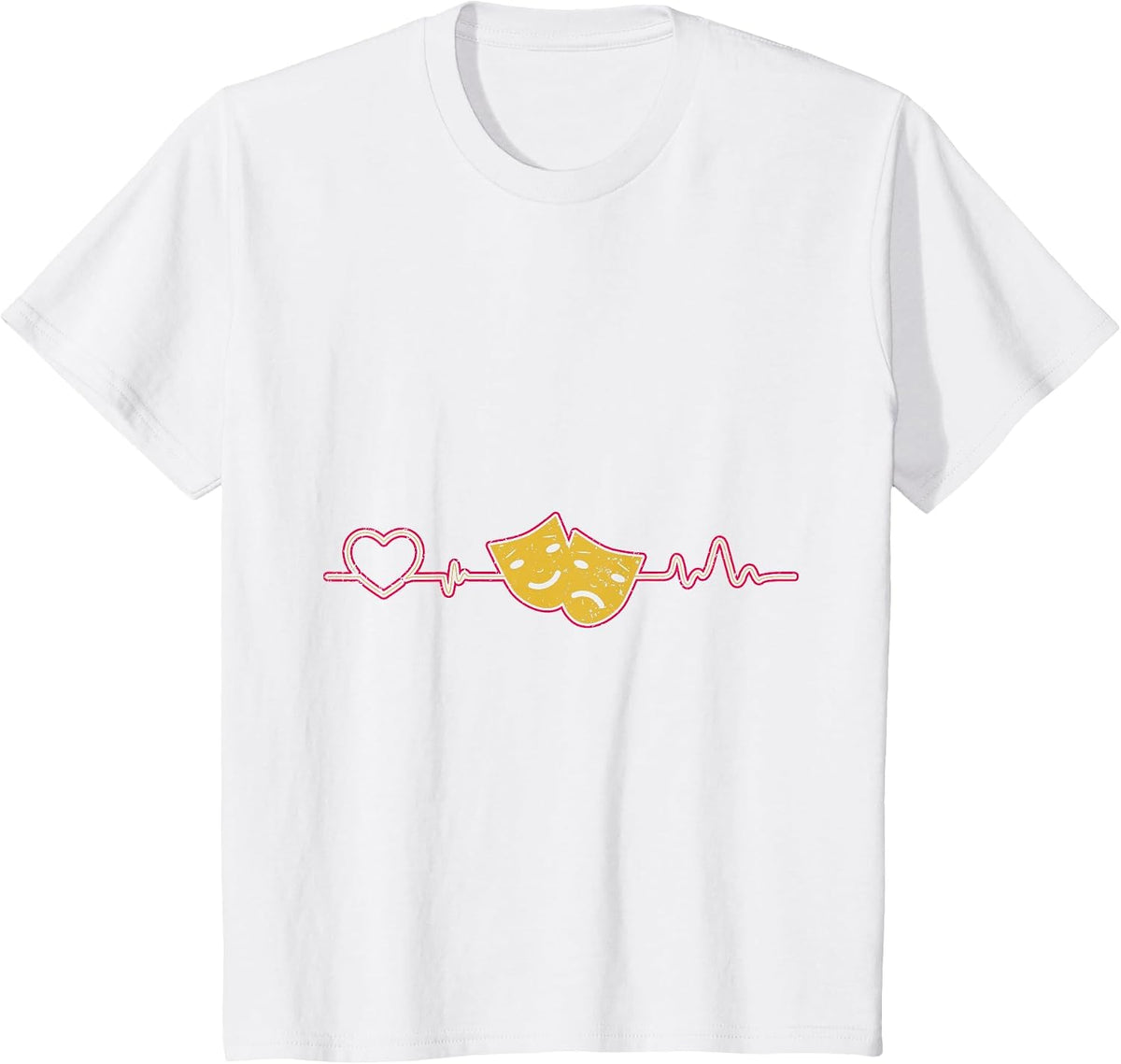 Drama Masks Heartbeat Musical Theater T-Shirt - White