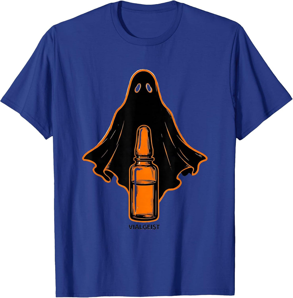 Vialgeist Stencil Ghost Pharmacy Staff Halloween Humor T-Shirt - Royal Blue