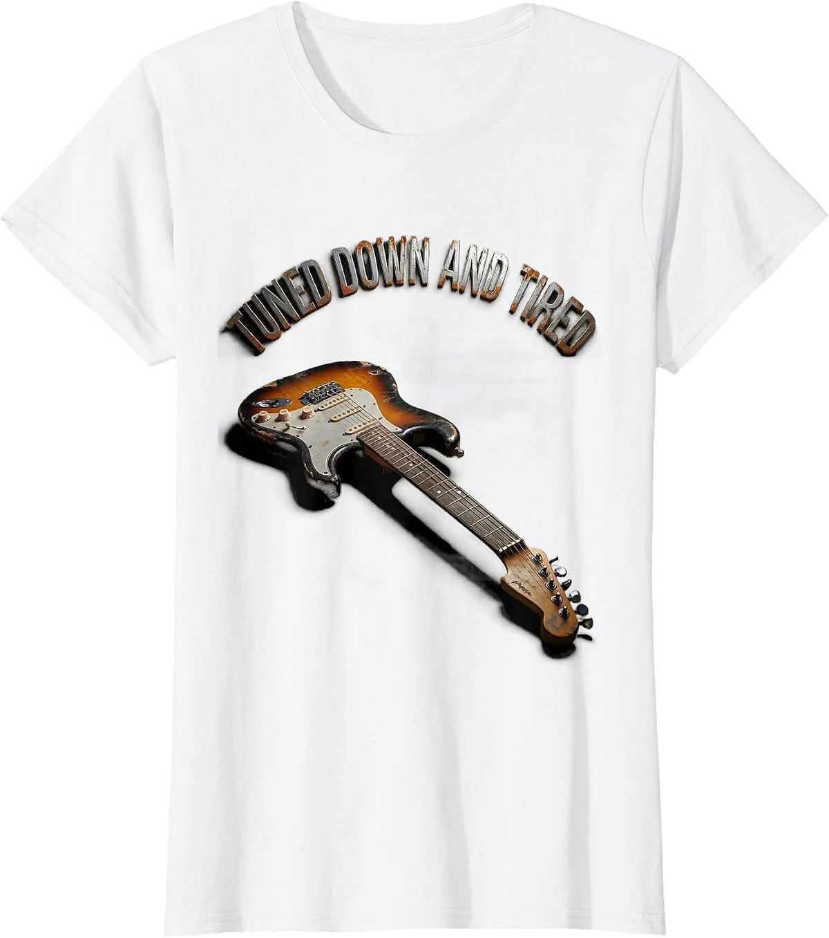 Tuned Down and Tired Grunge Music Design T-Shirt - White