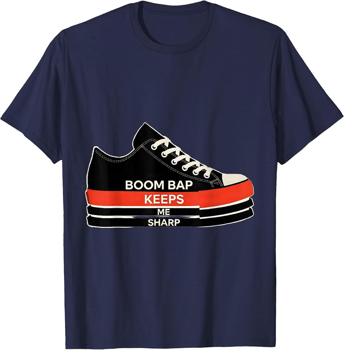 Boom Bap Keeps Me Sharp Vintage Rap Lyric Quote Hip-Hop T-Shirt - Navy Blue