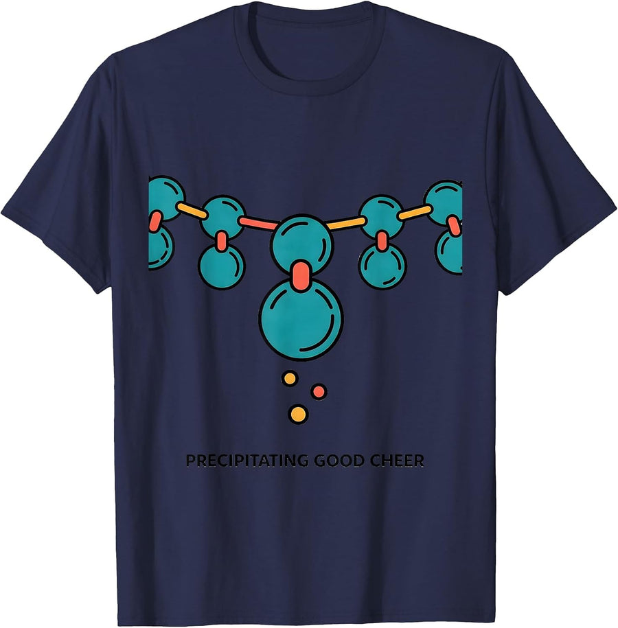 Precipitating Good Cheer Funny Chemistry Nerd Science Lover T-Shirt - Navy Blue