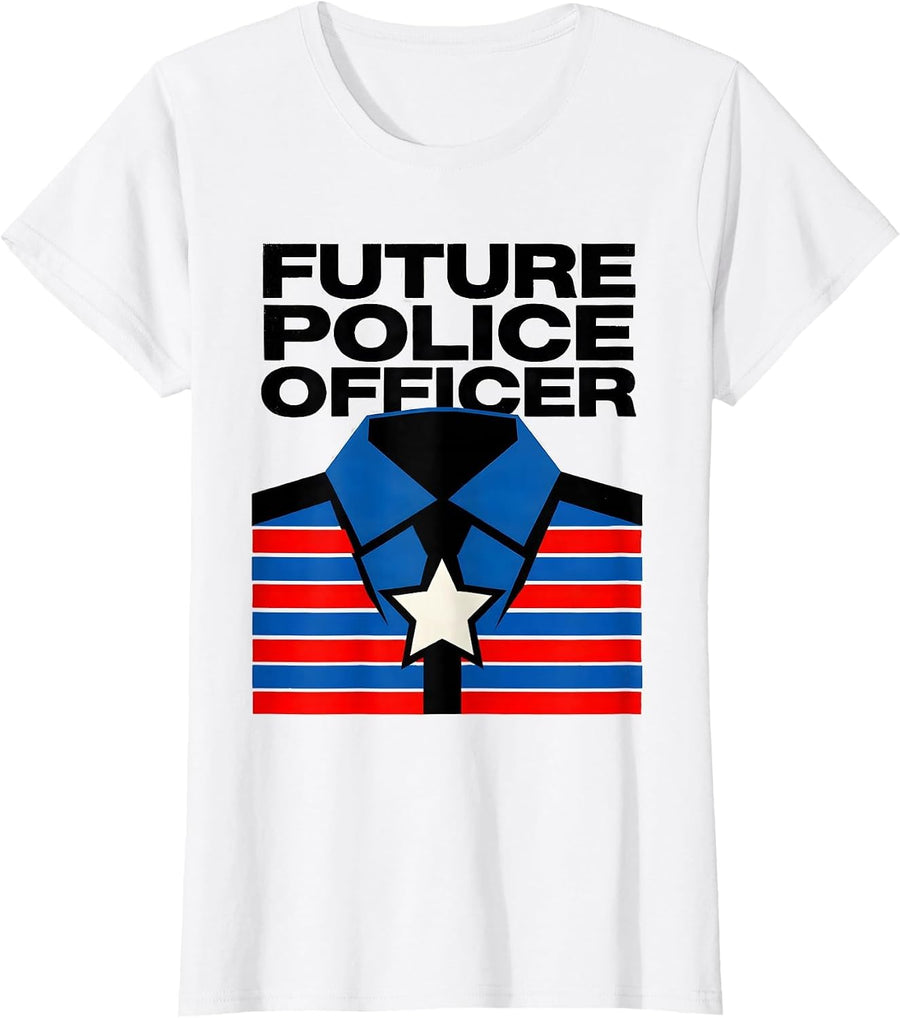 Women's Future Police Officer Geometric Kids Costume Play T-Shirt - White