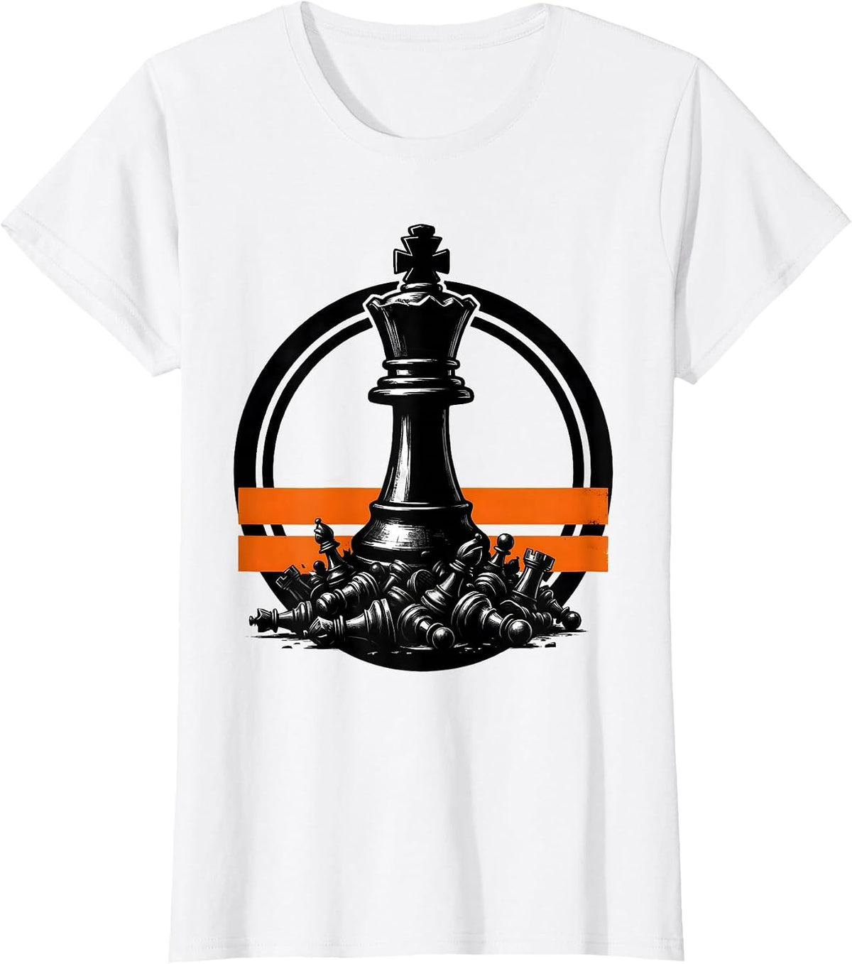 Chess King Standing on Collapsed Pieces T-Shirt - White