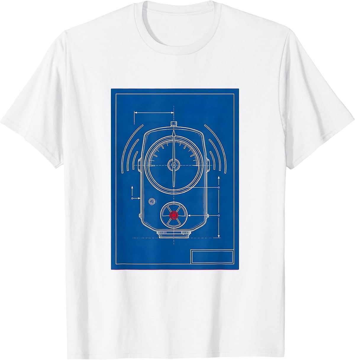 Men's Technical Survey Meter Radiation Trefoil Dark Humor Physics T-Shirt - White