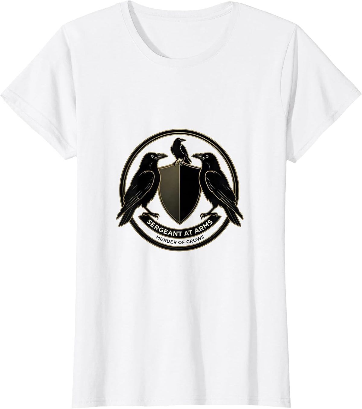 Sergeant At Arms Murder of Crows Dark Humor Gothic Raven T-Shirt - White