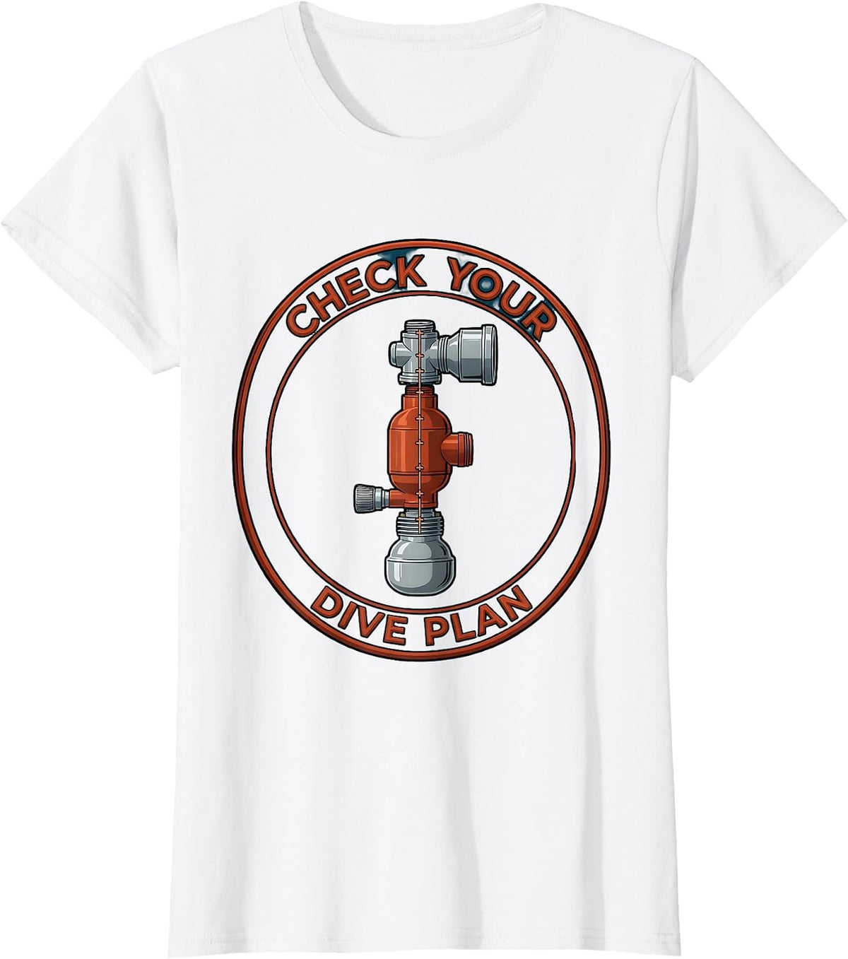Check Your Dive Plan Retro Scuba Diving Hobby T-Shirt - White