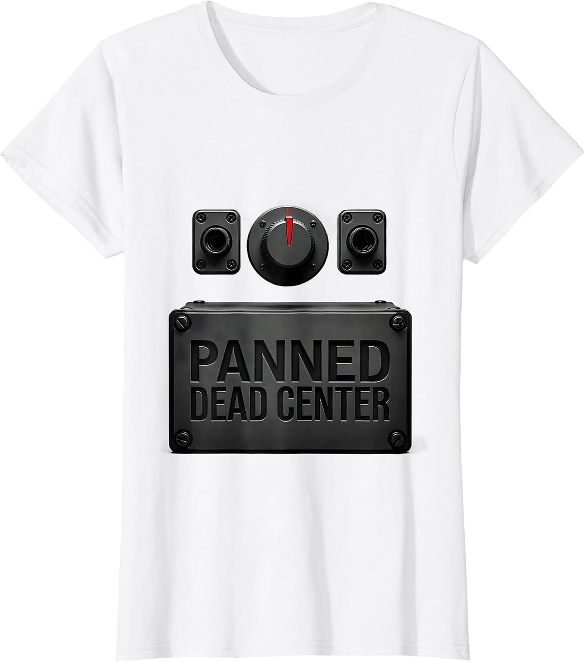 Panned Dead Center Funny DJ Gift Retro Electronic Music T-Shirt - White