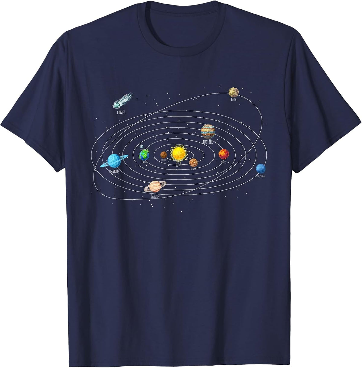 Astronomy Solar System Planets Universe T-Shirt - Navy Blue