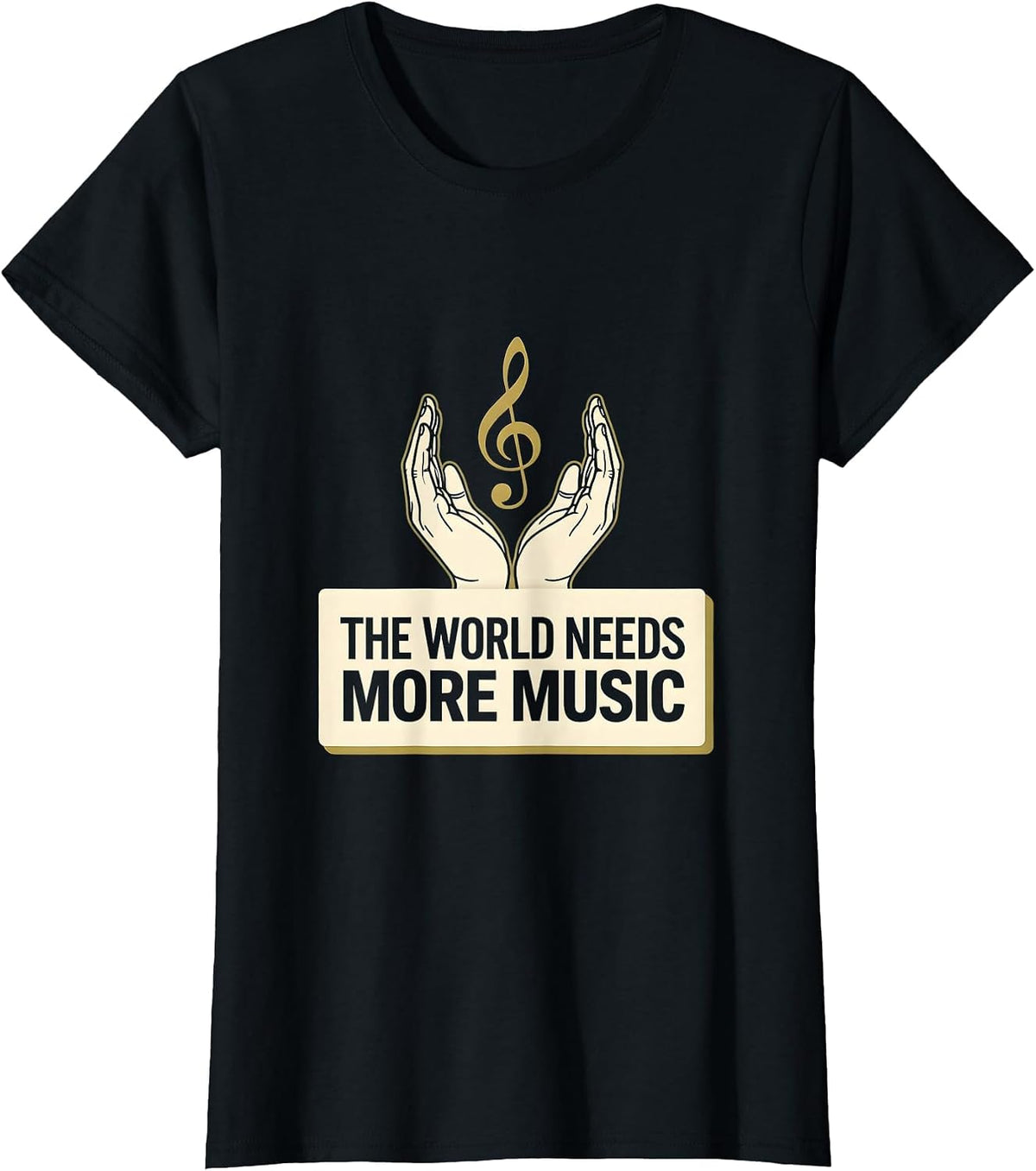 The World Needs More Music Teacher Design T-Shirt - Black