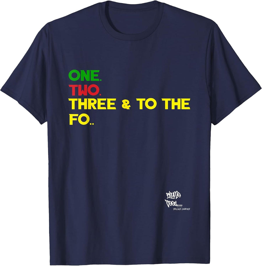 Old School Rap Hip HOP Merch One Two Three Quote 90's T-Shirt - Navy Blue