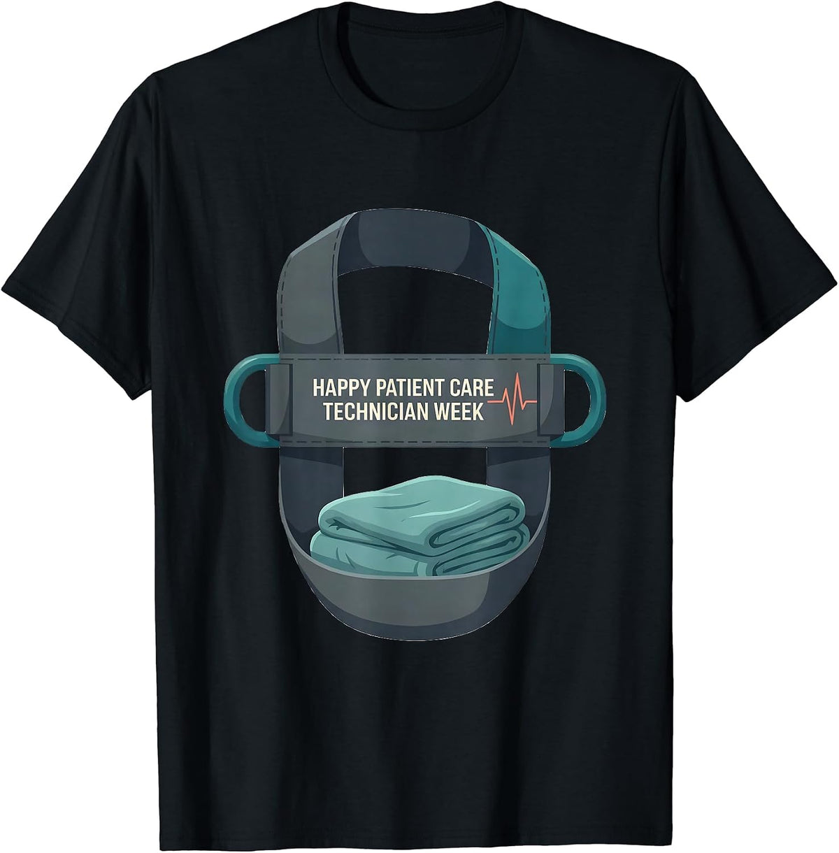 Men's Happy Patient Care Technician Week Flat Vector Appreciation T-Shirt - Black