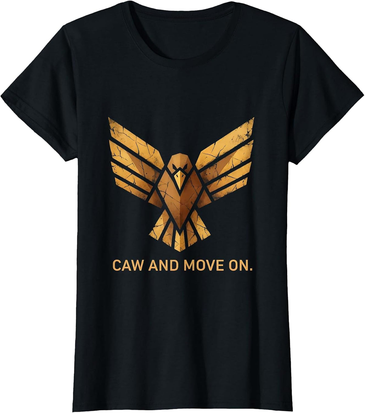 Women's Caw and Move On Funny Crow Bird Design T-Shirt - Black