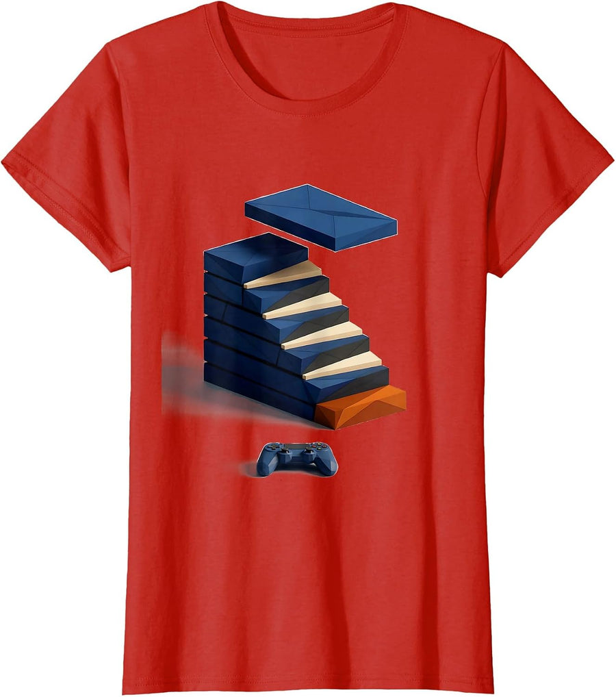 Women's Level Unlocked Gamer Milestone Birthday Gift T-Shirt - Red